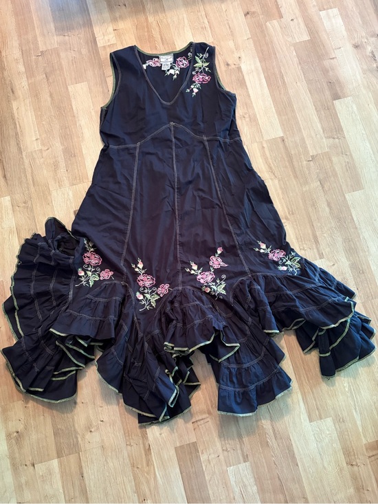 April Cornell Dresses & Skirts - April Cornell 100% Cotton Boho Peasant Dress with Floral Embroidery Size Large
